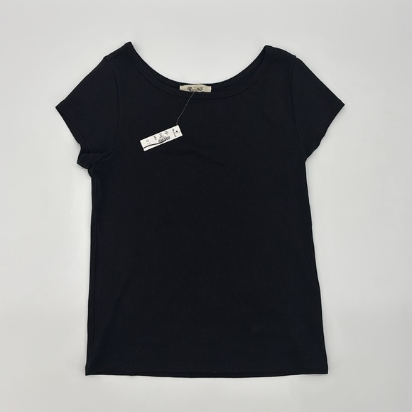 Madewell (Re)generative Cotton Ribbed Cap-Sleeve Tee Jet black size S NWT NU867 - Picture 7 of 14